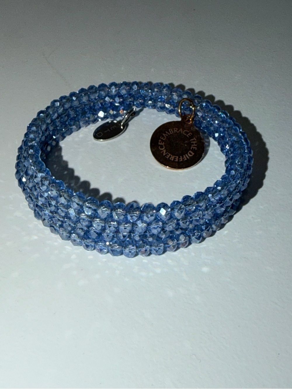 Light Blue EMBRACE THE DIFFERENCE charm and ETD charm wrap around BRACELET
